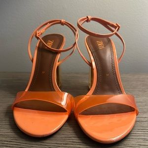 Zara PVC Orange Sandal Heels